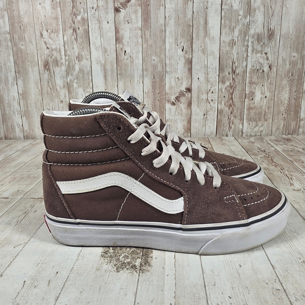Vans‎ Sk8-Hi Brown Suede Canvas High Top Sneakers Womens 7.5 Mens 6.0